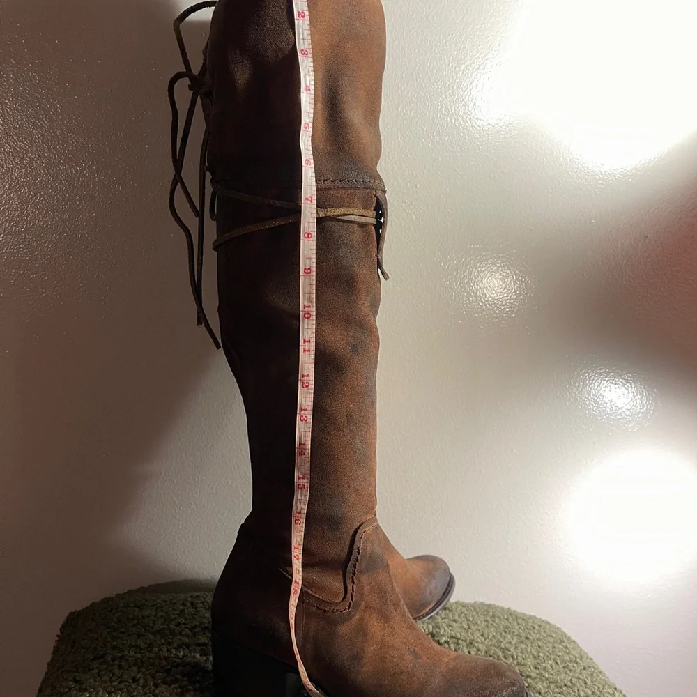 Free bird BLAIN over-the-knee‎ suede boots brown distressed 7.5